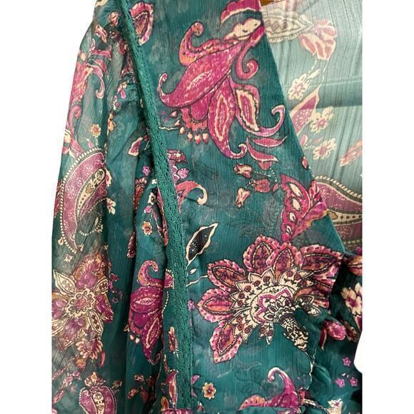 NWT Band of the Free Women XS Paisley Tie Front‎ Crop Top Boho Chic Western - Picture 6 of 12